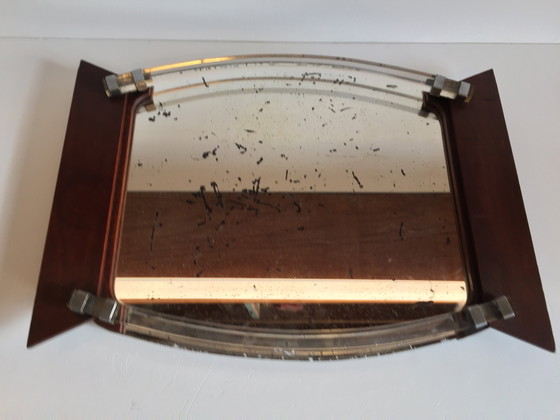 Image 1 of Specchio Art Déco e vassoio in legno Francia