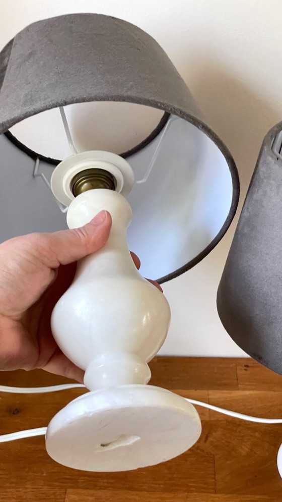 Image 1 of Pair of Vintage Alabaster Lamps