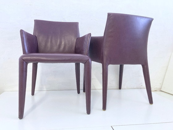 Image 1 of Set of 2 B&B Italia armchairs, full vent leather, Mario Bellini style