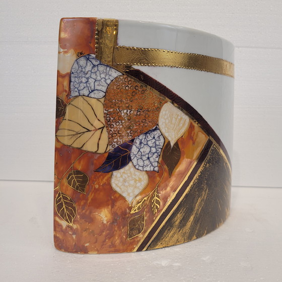 Image 1 of Vase „Gelber Hibiskus“, Valbonne, Limoges-Porzellan, 2002 – Frankreich