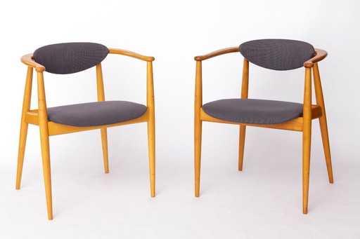 Paar Mid-Century Sessel, 1960-70er Jahre Deutscher Vintage, Buchenholz & Original-Polsterung