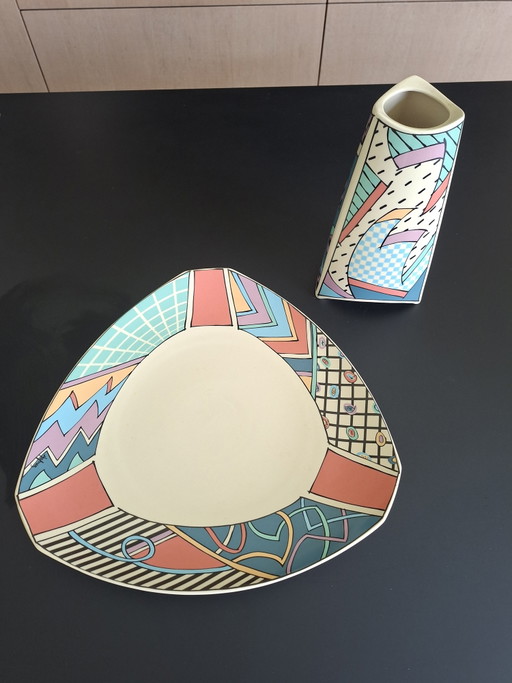 Vintage Rosenthal FLASH – Vase & Schale – Design von Dorothy Hafner (1980er Jahre) – servies, Porcelain
