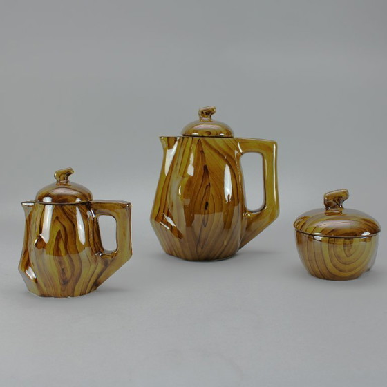 Image 1 of Eugène Grandjean - Vaisselle Faux Bois - Atelier Grandjean, Vallauris, France - années 1960 - marqué