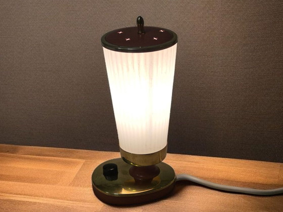 Exceptional bedside lamp / Table lamp, 1950s, Metal, Brass, White (photo 8 of 9)