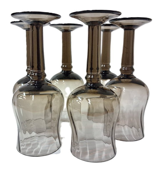 Image 1 of Bicchieri da vino con stelo in stile moderno di metà secolo - Set da 6