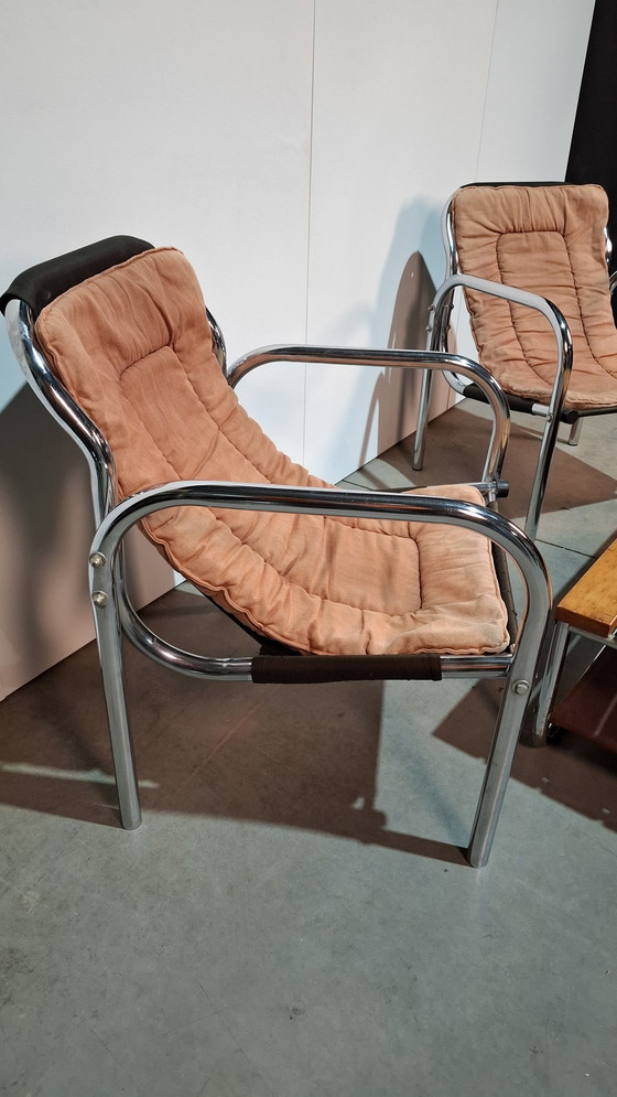 Image 1 of Chrome tubular frame armchairs
