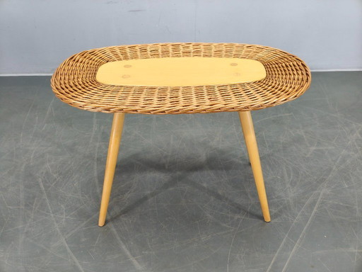 ULUV Rattan Coffee Table by Jan Kalous, Czechoslovakia, 1970s