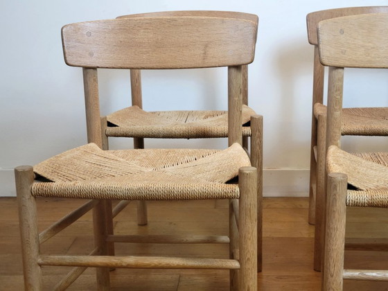 Image 1 of Set of 4 J39 chairs in soaped oak by Børge Mogensen for FDB Mobler