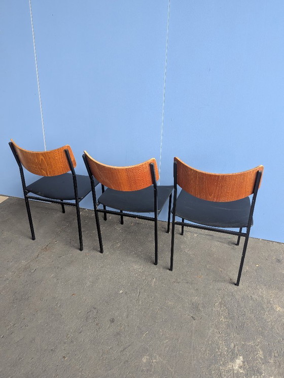 Image 1 of 3x midcentury stoel, teak/staal, 1960s