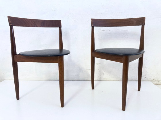 Image 1 of 2 Roundette side chairs in teak and faux leather by Hans Olsen for Frem Rojle