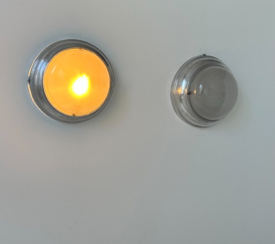 Image 1 of Paar vintage art deco wandlampen, chroom en gezandstraald glas, Frankrijk 1930