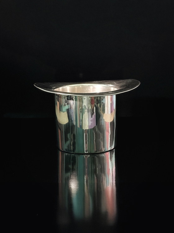 Image 1 of Versilberter Sektkühler Eiskübel Zylinder Vintage Champagner Kühler Hut Silber 80er Art Deco