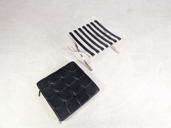 Image 1 of Sgabello Knoll International Barcelona Mies van der Rohe in pelle nera