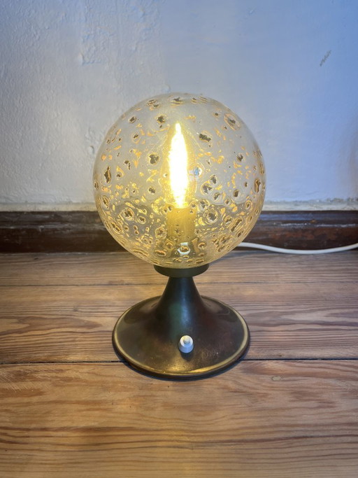 Vintage Bubble Glass Table Lamp Mid-Century with Gold Elements
