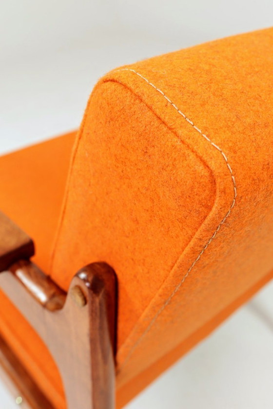 Image 1 of Vintage armchair papaya orange wool 1960