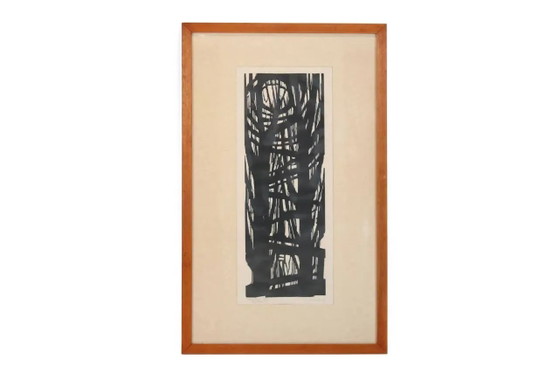 Holzschnitt mit dem Titel „Bäume“ aus dem Jahr 1963 – Gemälde & Zeichnungen, Paper, Wood, Abstract (photo 6 of 6)