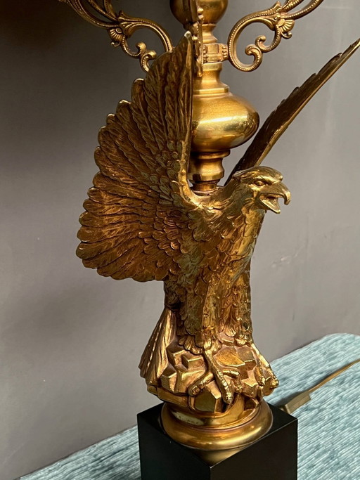 Large lamp with a bronze eagle figure. – tafellampen, Marble (photo 2 of 6)