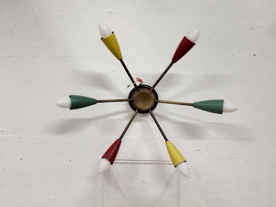 Plafoniera Vintage a 6 Luci a Stella, Anni '60 – Plafoniere, Metal, Wood (photo 6 of 11)