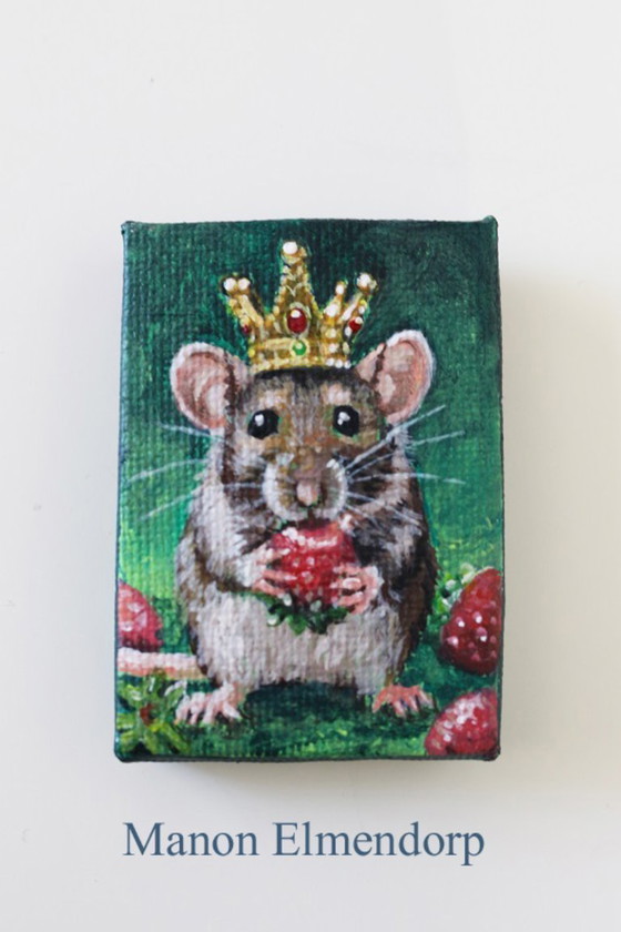 Image 1 of Hand-painted Painting Mouse "Royal Lunch"