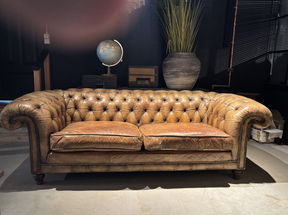 Image 1 of Antique Chesterfield Sofa cognac brown leather