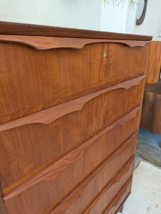 Image 1 of Vintage Deense teakhouten ladekast, Tallboy 