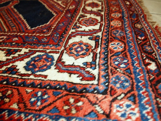 Image 1 of Handgemaakt antiek Perzisch Shiraz-tapijt met een verweerde look, 152 cm x 342 cm, 1900 - 1C464