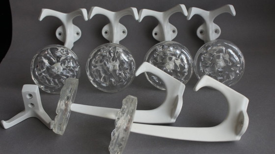 Image 1 of 7 appendiabiti vintage di metà secolo, design anni '70, in metallo e plastica trasparente