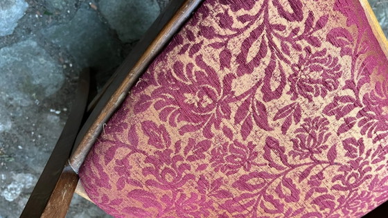 Image 1 of Set of 4 oak dining chairs, 1930s-1940s, fabric upholstery in good condition