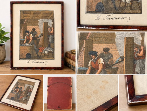 Stampa tessile vintage su lino "Le Teinturier" - incorniciata – giclee prints, Glass, Textile (photo 2 of 5)
