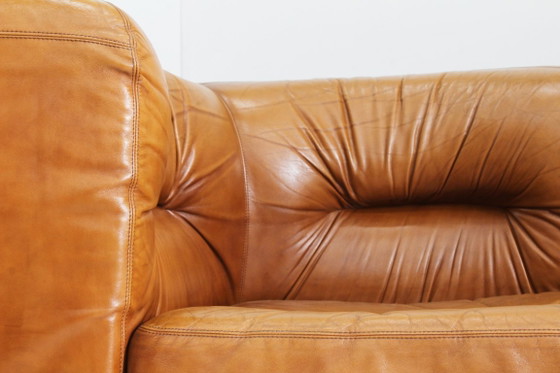 Image 1 of Vintage modulaire bank in cognac bruin leer jaren 70