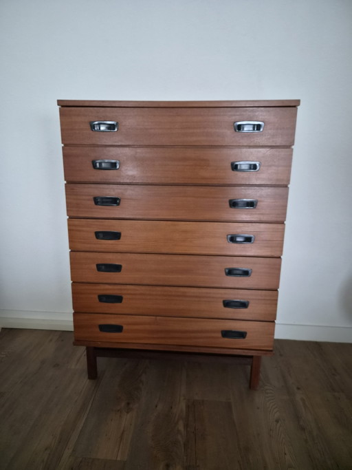 Mid-Century Modern Teakhouten Hoge Commode (jaren 60/70) – ladekasten, Wood (photo 2 of 8)