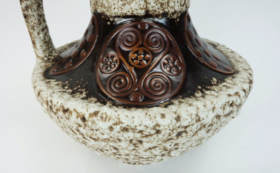 Image 1 of Große 54 cm Vase, Bodenvase, 1970er Jahre, Fettlava-Glasur, Zierdekor, Modell 100