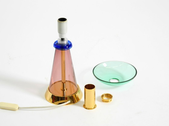 Image 1 of Deux lampes de table rares en verre de Murano italien des années 1980, au design Memphis postmoderne | Vetri Murano