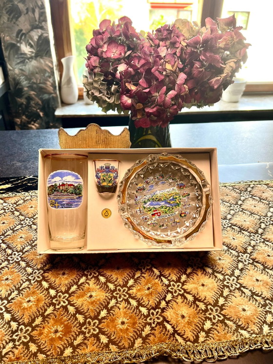 Rare! Mid-Century 1960s Lake Constance Gift Set with Beer Glass, Shot Glass, and Ashtray, Like New in (photo 2 of 5)