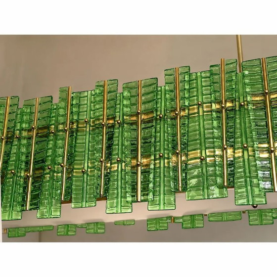 Image 1 of Lampadario moderno contemporaneo italiano "tropicale" in vetro di Murano color oro di Simoeng, verde.