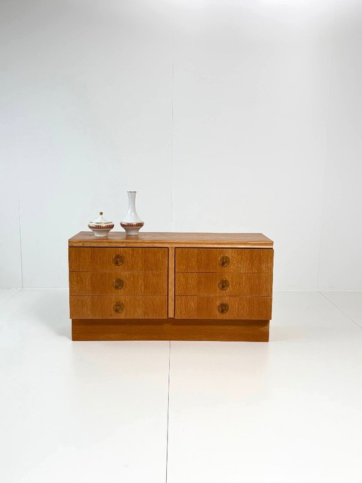 Vintage Retro Chest of drawers with 6 Drawers – Oak Look – Mid-Century Style