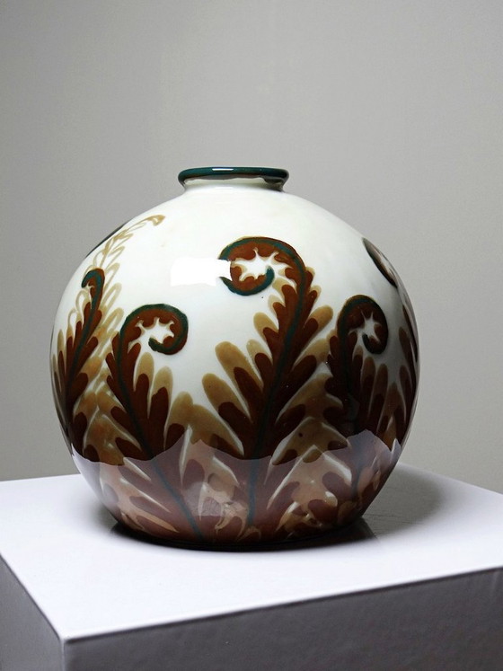Image 1 of Small Tharaud Limoges porcelain ball vase circa 1920-1940