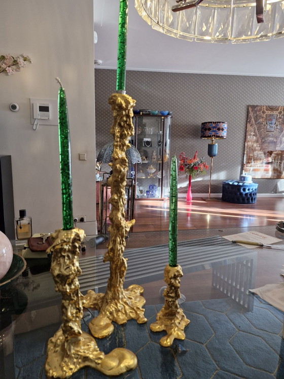 Pols potten "dripped" Candle holders – Aluminium (photo 5 of 5)