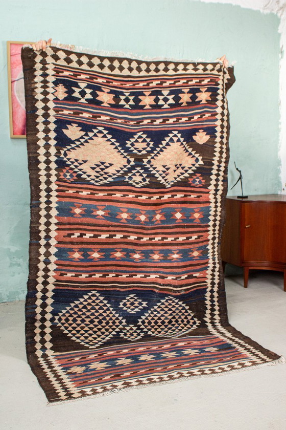 Image 1 of Tapis Kilim vintage Kilim du milieu du siècle 60