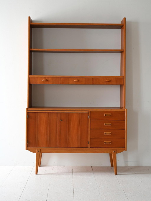 Scandinavian Teak Bookcase with Drawers, 1960s
