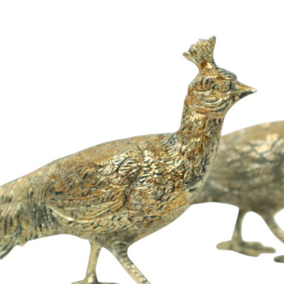 Image 1 of Paire de statues de faisans en métal