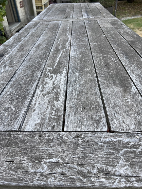 Grote Rustieke Tafel In Massief Hout – Overstock, Eettafels, Wood (photo 4 of 15)