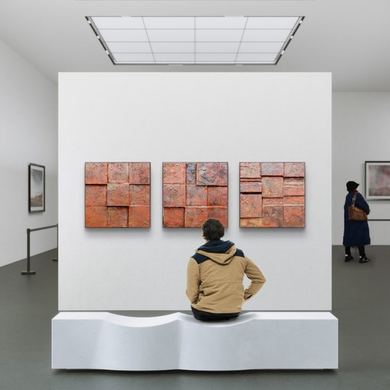 Image 1 of Modern Art Drieluik: Red Burning Earth