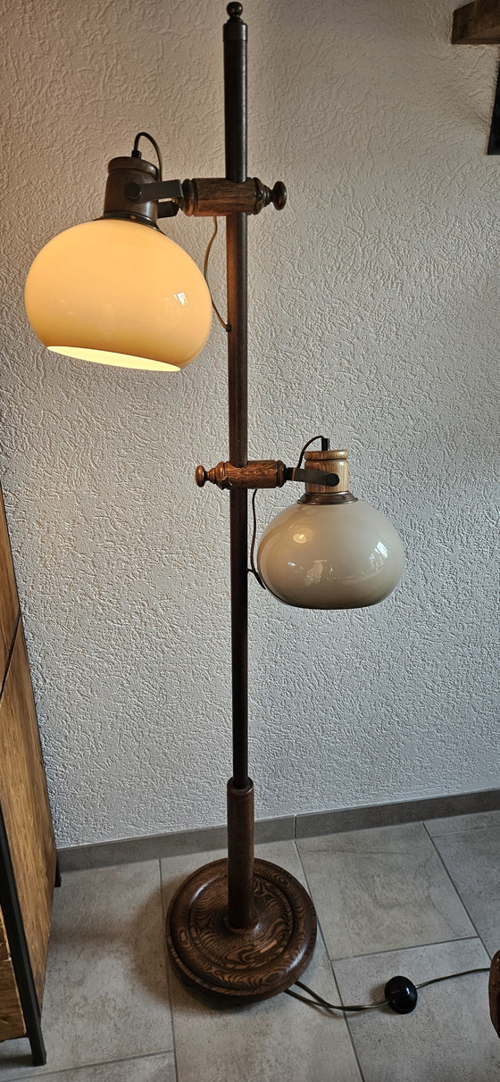 Image 1 of Lampadaire vintage en bois Herda en forme de champignon