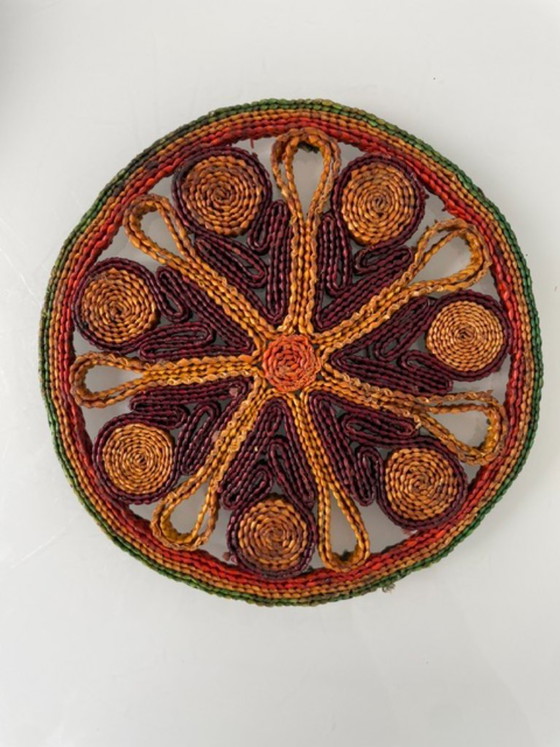 Image 1 of Set of 3 retro wicker coasters