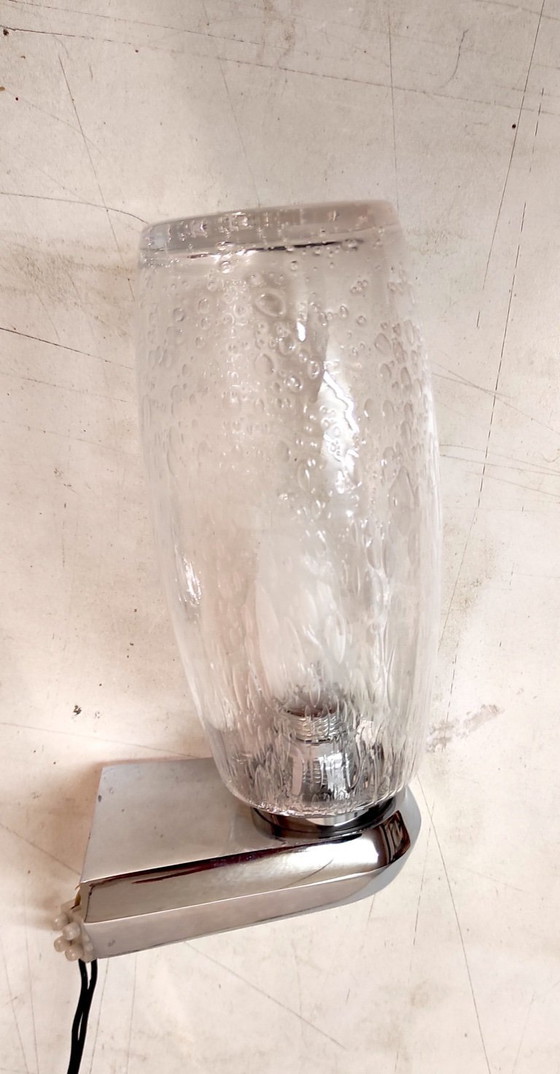 Image 1 of Designer-Wandleuchten aus verchromtem Metall und mit gewölbten Glasschirmen von Keuco (Deutschland) – 1960er/70er Jahre