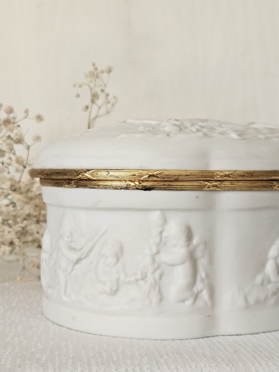 Image 1 of 20th century Limoges porcelain bisque jewelry box