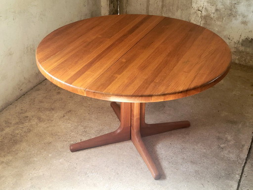 Ausziehbarer runder Esstisch aus Teakholz im Vintage-Stil, Dänemark, 1960