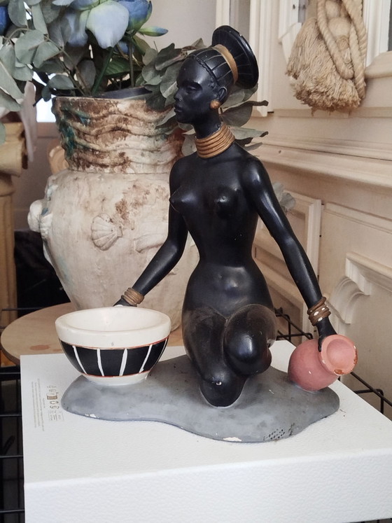 S. Melani Art Deco - Scultura firmata numerata 211 - Scultura Donna Africana – Sculture, Ceramica (photo 5 of 6)