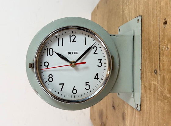 Image 1 of Vintage Green NHE Double-Sided Ship Wall Clock, 1980s
